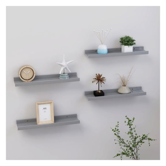 Wall Shelves 4 pcs Gray 15.7"x3.5"x1.2"