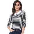 thumbnail image 2 of Blusa a rayas en contraste Allegra K Peter Pan Negro XS para Disfraz de Halloween, 2 of 6