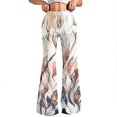 thumbnail image 2 of Women's Fashion Loose Drawstring Waist Floral Print Casual Sports Flared Pants, Elastic Joggers Sweatpants, Stylish Yoga Pants for Women,Beige,M, 2 of 8