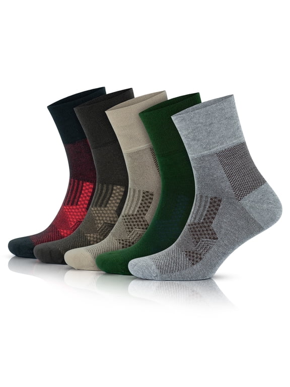 Bamboo Diabetic Socks For Men and Women | Seamless Thin Crew Socks | 5 Pairs | Model: 3065