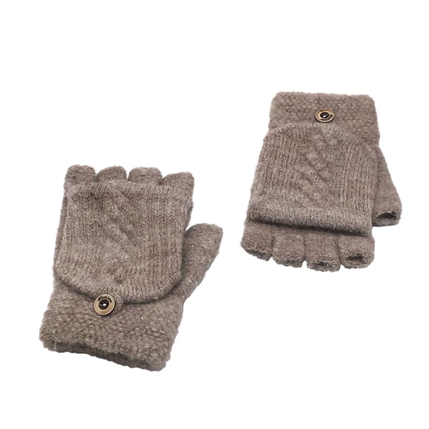 Soidarity 1 par de guantes de invierno para mantener el calor con solapa, guantes de punto para senderismo al aire libre, mitones sin dedos 2 en 1, rosa Deportes de nieve color café Soidarity OD000499-03