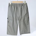 thumbnail image 2 of DODADAWANJ Capri Cargo Pants for Men Elastic Waist Wide Leg Pants Big and Tall Beach 3/4 Pant Loose Fit Below the Knee Shorts with Pockets Gray XXL, 2 of 4