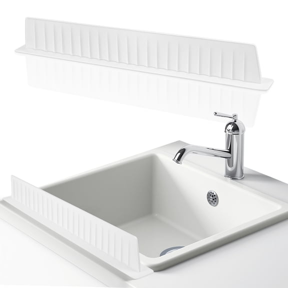 ELAYARD Silicone Kitchen Sink Splash Guard White Splashproof Edge Protector with Suction Cup Attachment