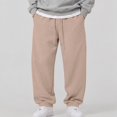 thumbnail image 5 of Dwellite Baggy Sweatpants for Men Wide Leg Joggers with Pockets Drawstring Elastic Waist Y2K Gym Workout Trousers Camel S, 5 of 6