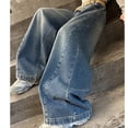 thumbnail image 4 of XEGLSBU Girls Jeans Girls Casual Pants Autumn Denim Trousers Wide Leg Straight Design Comfortable (3-Blue Size10-11 Years), 4 of 5