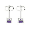 thumbnail image 4 of 2 ct Push-Back Stud Earrings for Women | 7x5mm Emerald Cut Natural Amethyst | 18K White Gold, 4 of 5