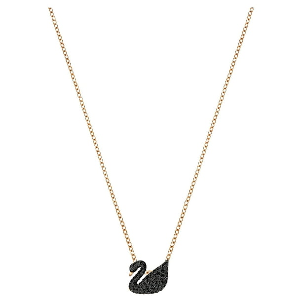 Collar con colgante de cisne de Swarovski con pavé de cristal negro