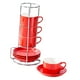 thumbnail image 3 of 4 tazas de café de cerámica con platillo, adorno novedoso, únicas, apilables con estante Rojo, 3 of 9
