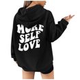 thumbnail image 2 of Gibobby Invierno y Navidad Sudaderas Mujer Sudadera informal para mujer, con capucha, con bloques de colores, a la , de manga larga, cálida, , estampada （Negro， XXL), 2 of 5