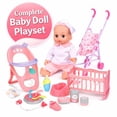 thumbnail image 6 of Mundo Toys 14" Baby Doll Nursery Playset, Stroller, Crib, 12 Sounds, Pink, Ages 3, 6 of 14