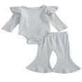 thumbnail image 1 of Newborn Baby Girl Boy Romper Bodysuit Top Ribbed Bell Bottom Pants Set 2Pcs Outfits, 1 of 6