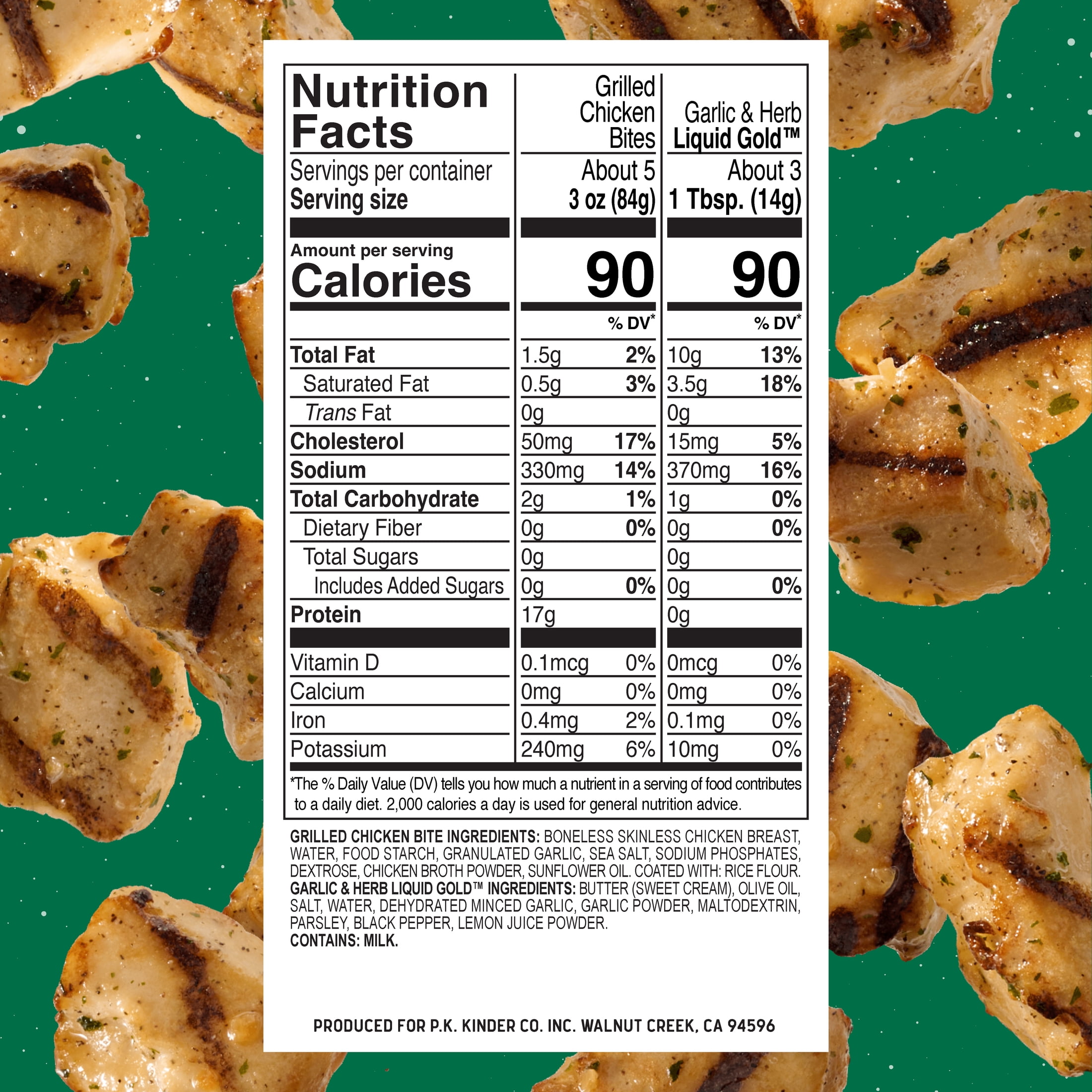 Kinder's Restaurant-Style Grilled Garlic & Herb Boneless Chicken Bites, 17.5 oz (Frozen)