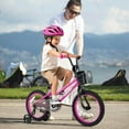 thumbnail image 2 of Costway 16" Kid's Bike with Training Wheels Adjustable Handlebar & Seat Handbrake Pink, 2 of 10