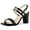 Black, variant on BLISSFUL STEP Women's Slingback Block Heel Ankle Strap Sandals Gold 7