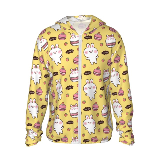 Balery Rabbit Hunger Sudadera ligera de manga larga con capucha y protección solar UPF 50+ para hombre y mujer, ideal para pesca y running-X-Large