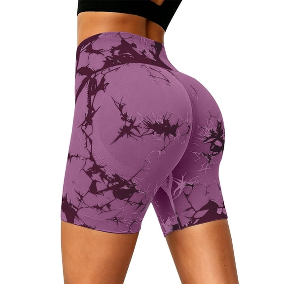 TRUBKH Women Shorts Gym Leggings Dance Shorts Womens Pants Capri Pants Elastic High Waist Shorts Fitness Seamless Leggings Stretch Jeggings Thigh Shorts High Waist Yoga Pants Purple S