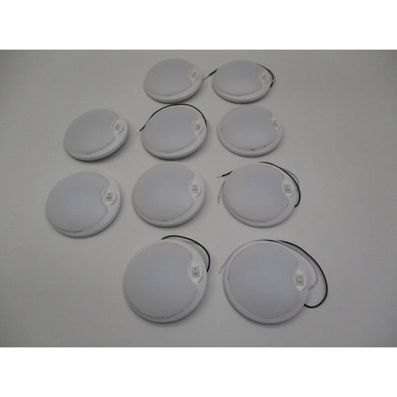(10) White 12 LED 4.5-inch Round Camper RV Trailer Utility Dome Lights / Switch