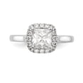 thumbnail image 4 of Solid 14K White Gold Princess Diamond Side-Stones with CZ Cubic Zirconia Center Stone Cushion Halo Engagement Ring Size 7.5, 4 of 8