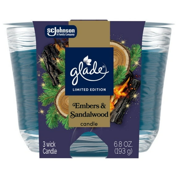 GLADE® 6.8 OZ CANDLE LTO EMBERS & SANDALWOOD 6.8OZ/3