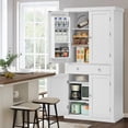 thumbnail image 6 of 72”H Kitchen Pantry Cabinet with 4 Doors and 1 Drawer, Freestanding Tall Storage Cupboard with 6 Hanging Shelves and Adjustable Shelves for Kitchen, White, 6 of 11