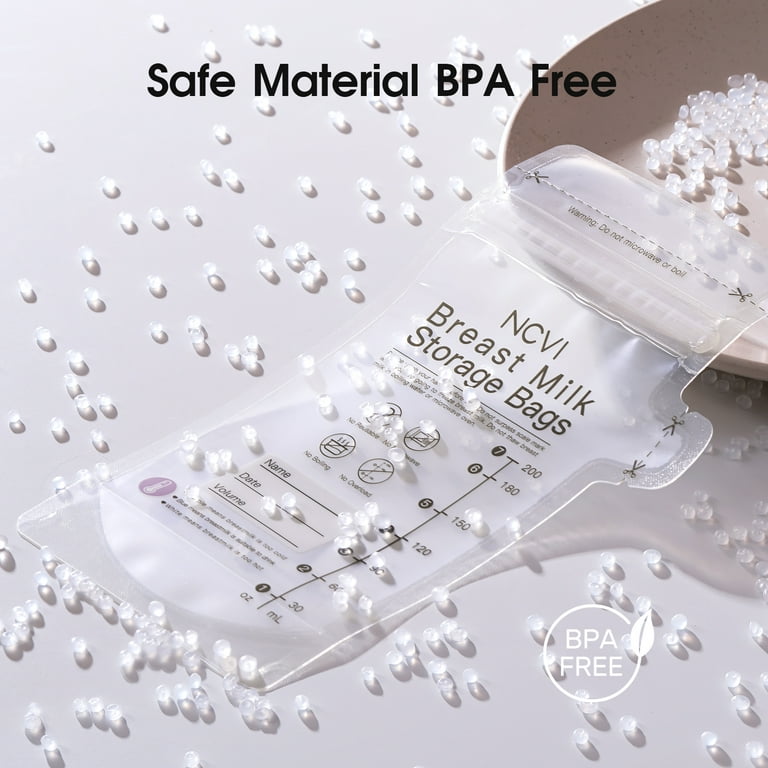 Ncvi Breastmilk Storage Bags, Milk Freezer Bags for Long Term Breastfeeding Storage, Temperature Sensor (180 Count), Black