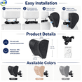 thumbnail image 6 of Adjustable Car Headrest Pillow, Artificial Leather Car Seat Neck Support Cushion with Curved Design, Travel Pillow for Adults, Black, 1 Count, 6 of 14