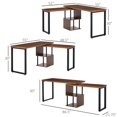 thumbnail image 3 of HOMCOM Bureau d'Angle Rotatif à 360° 55 Pouces en Forme de L, Poste de Travail pour Bureau à Domicile avec Étagère de Rangement Design Moderne Gain de Place, Marron, 3 of 10