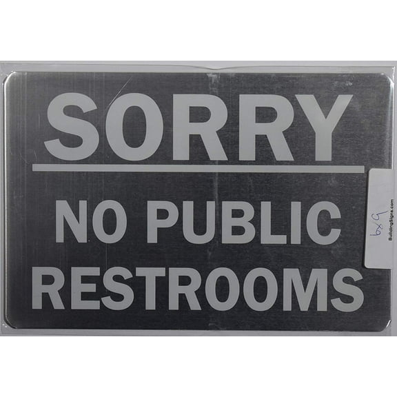 NO Public Restroom Sign (Aluminium, Silver/White,Size 6X9)