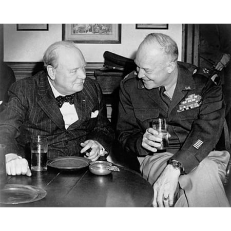 Winston Churchill and Dwight D Eisenhower at Raleigh Tavern Williamsburg VA 1946 Poster Print by McMahan Photo Archive (10 x
