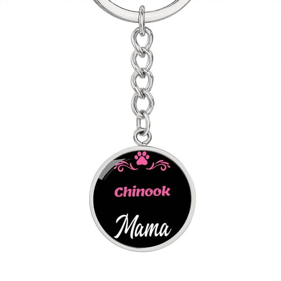 Dog Mom Keyring Chinook Mama Circle Keychain Stainless Steel Or 18k Gold