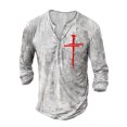 thumbnail image 1 of MAWCLOS Men's Casual Buttons T Shirts Sport Cross Print Basic Tee White XL, 1 of 4