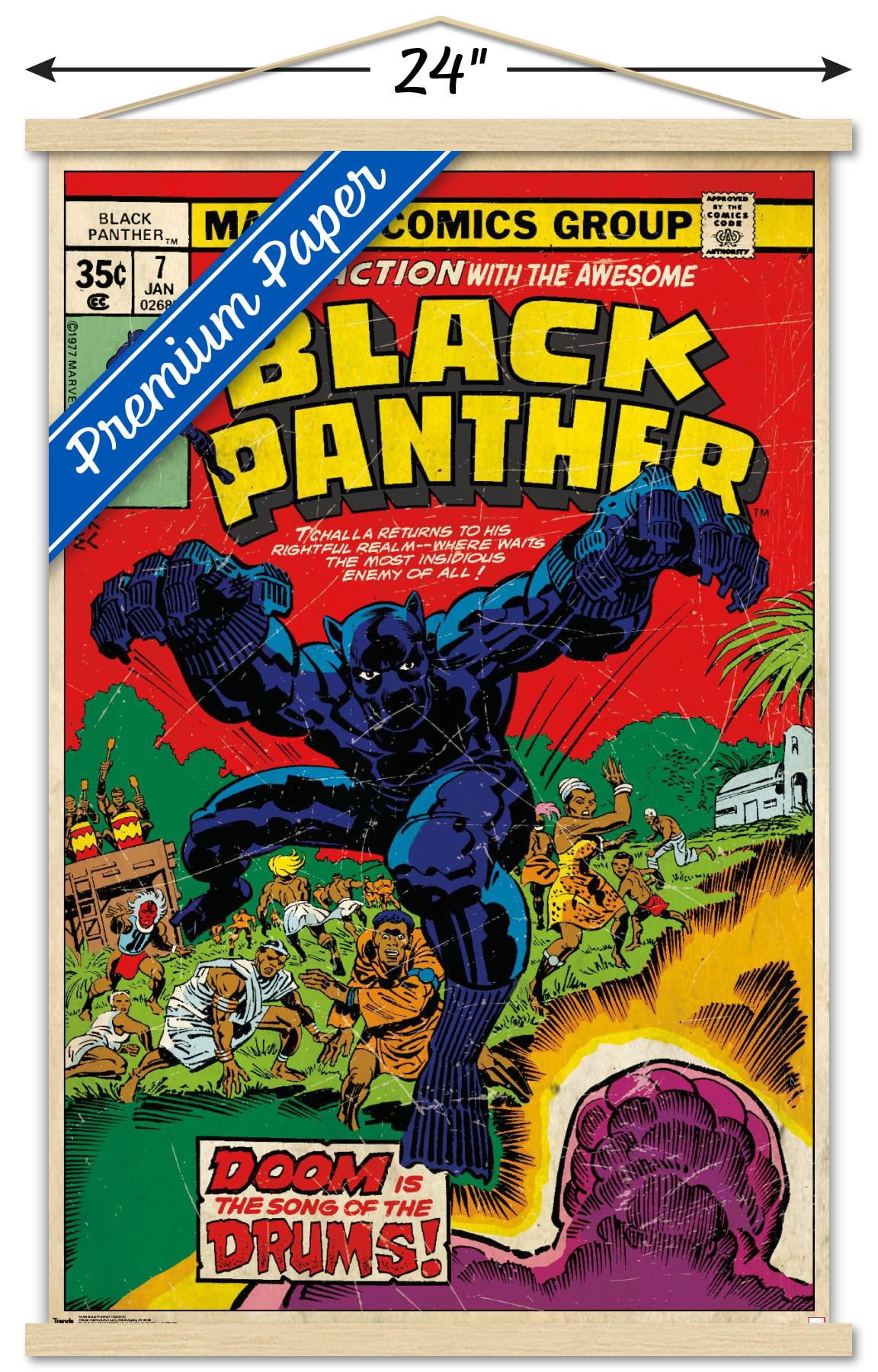 Marvel Comics - Black Panther - Cover #7 Wall Poster with Wooden Magnetic Frame, 22.375" x 34"