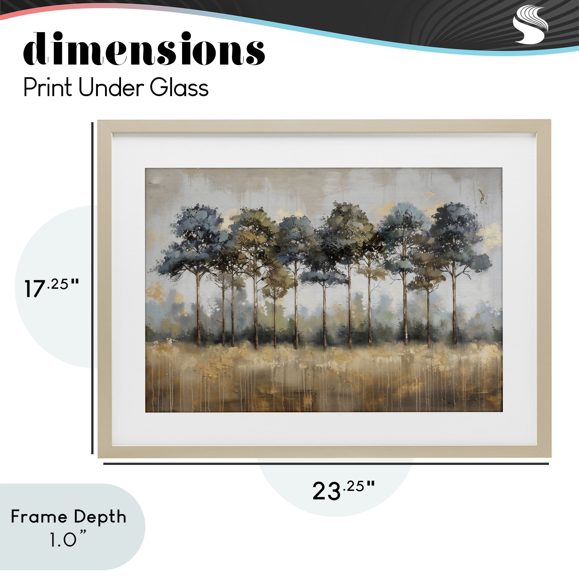 Stupell Industries Green & Blue Forest Grove Birch Framed Print Under Glass, design by Creative Studio