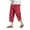 Red, variant on Men's Solid Color Cotton Linen Cropped Pants - Plus Size Casual Sports, Elastic Waist, Spring/Summer
