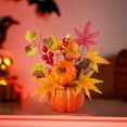 thumbnail image 4 of Fall Decor Halloween Thanksgiving Fall Decorations for Home Artificial Orange Flowers Fake Realistic Pumpkin Floral Arrangement with Orange Sunflowers & Autumn Leaves Maple Leaf Harvest Decor, 4 of 7