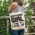 thumbnail image 2 of Birthday Girl Time to Level Up, Video Gamer, 12oz Canvas Tote Bag, 2 of 3