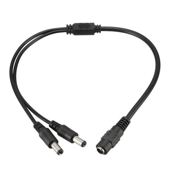 Unique Bargains DC 5.5x2.1mm 1 Female to 2 Male M/F Y Splitter CCTV Camera Power Cable Black