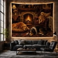 thumbnail image 6 of Three Dogs in Cozy Stone Fireplace Interior, Peaceful Rustic for Animal Lovers, Rustic Cabin Wall Art, Housewarming Gift Tapestry Wall Hanging for Living Room and Den, 6 of 7