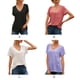 thumbnail image 4 of Camiseta con cuello en V Blusa de verano Color sólido Manga corta Mujer suelta Top, M, Negro AweSitey AP001219-02, 4 of 7