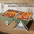 thumbnail image 5 of 1pc, Compact Portable Barrel Charcoal Grill, Double-Side Griddle, Foldable Grill, Ideal for Outdoor Cooking & Camping, Barbecue Grill | Barrelshaped Grill | Black | Smoker, 5 of 7