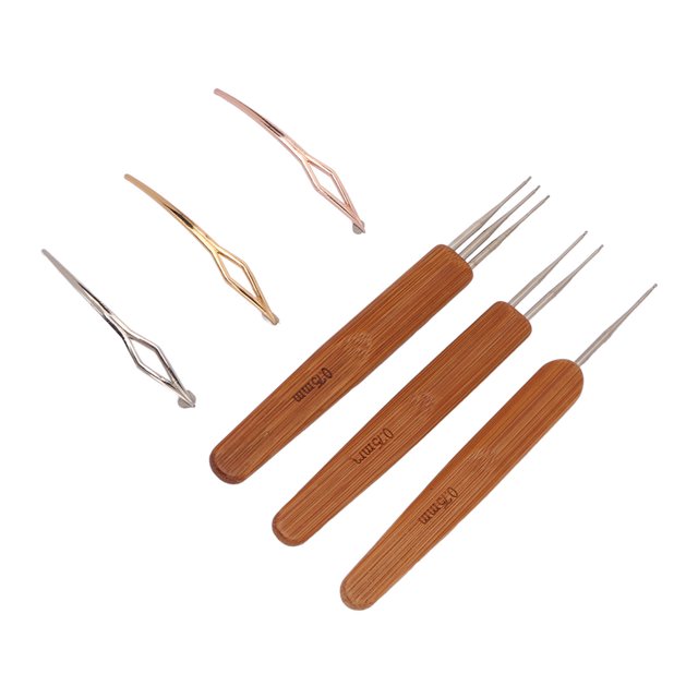 Gancho De Ganchillo Para Rastas, Juego De Herramientas Para Rastas Flexibles, Madera De Diferentes Formas Para Peinar El Cabello
