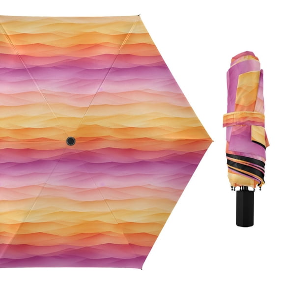 Multicolored Hills Compact Sun Umbrella Windproof Travel Umbrellas for Rain Strong Portable UV Protection