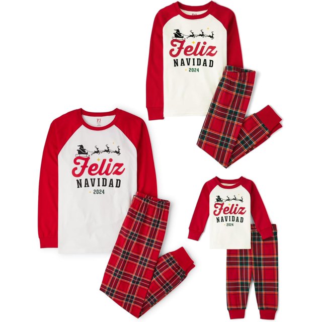 The Children's Place Ensembles de Pyjamas de Noël Festifs Assortis pour la Famille, Coton