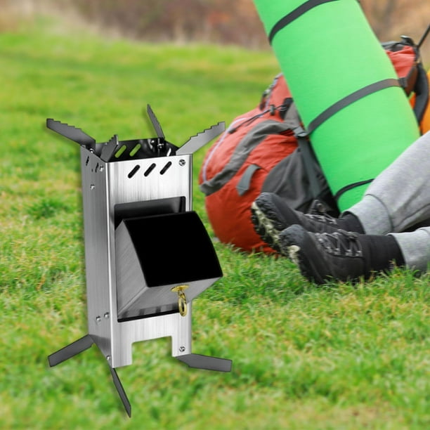Estufa de camping plegable compacta y multifuncional para cocinar Plata
