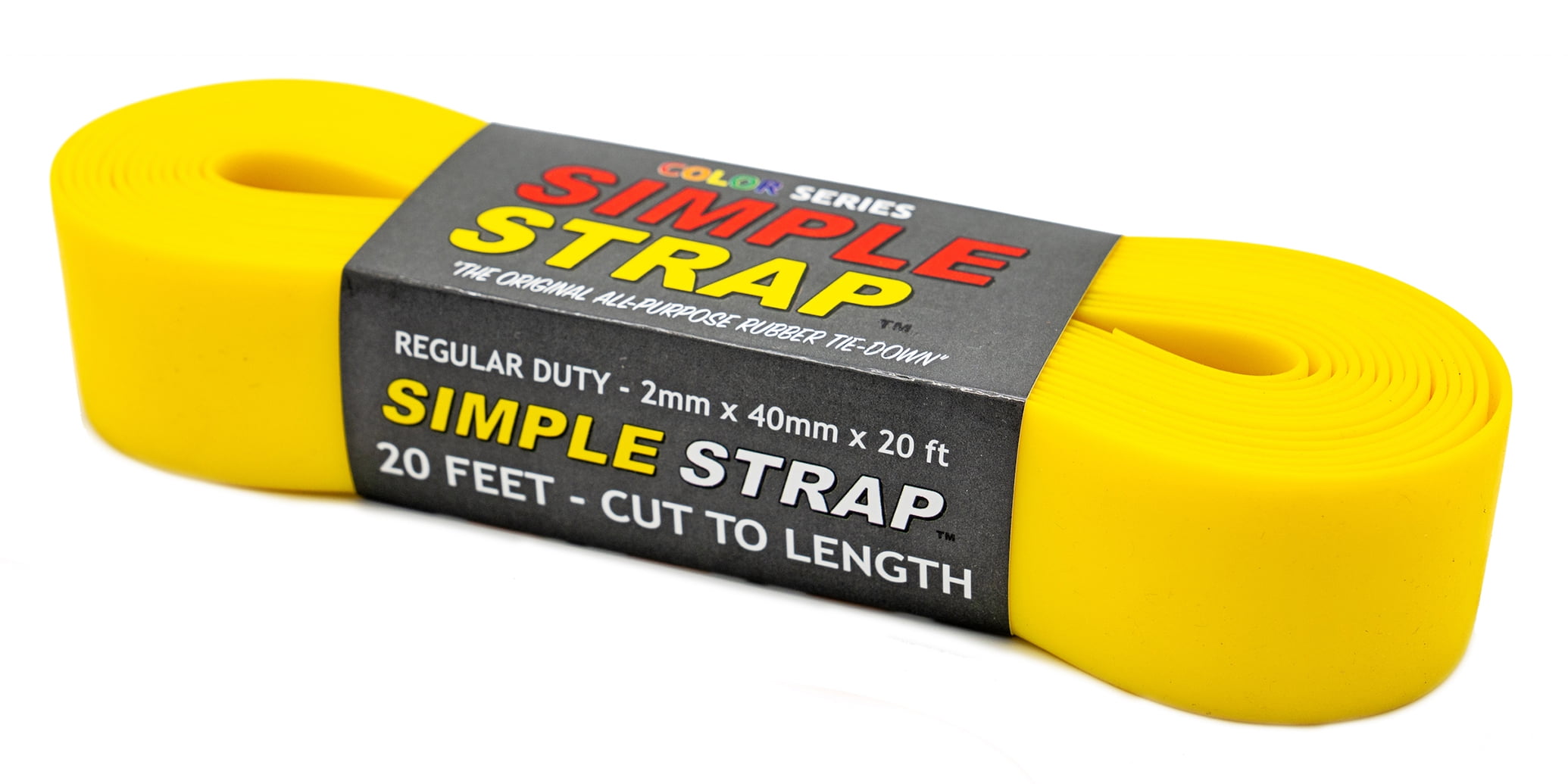 Simple Strap CSSS1YLW 20' X 2mm X 40mm Yellow Regular Duty Rubber Tie