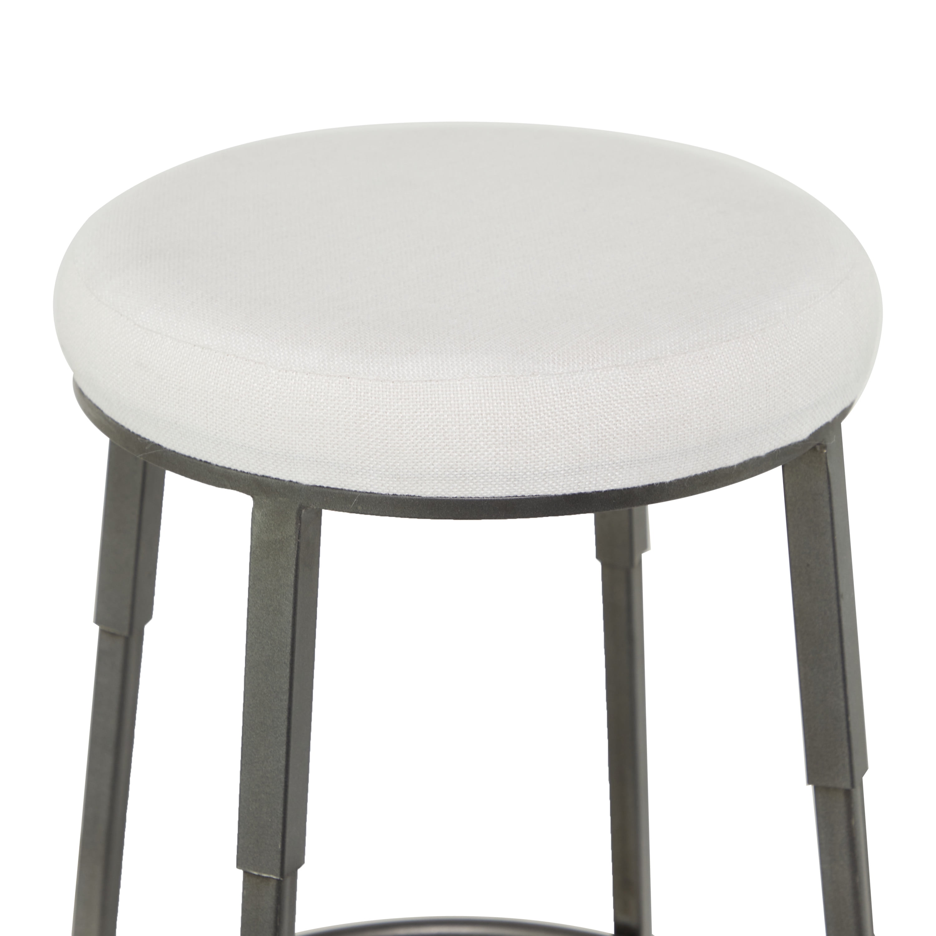 DecMode 16" x 30" Gray Metal Counter Stool with Cream Cotton Seat, 1-Piece