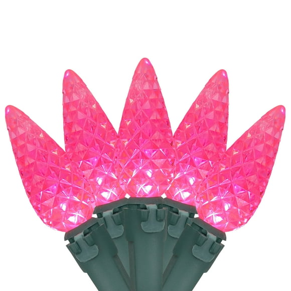 Northlight 70-Count Rose LED Facettes C6 Lumières de Noël - Fil Vert de 23 Pieds