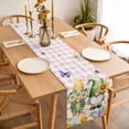 thumbnail image 3 of Table Runner 90 Inches Long for Kitchen Dining, Sunflowers Dresser Scarf Farmhouse, Dining Table Decorations for Wedding/Parties, Spring Gnomes Hydrangea Daisy Flowers Pink Plaid 13 x 90 In, 3 of 8