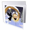 3dRose Silhouette Of Fairy Tending Lantern Covered In Snow, Greeting Cards, 6 x 6 inches, set of 6