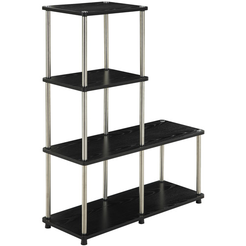 Designs 2 Go Multi-Level Bookcase, Black and Silver